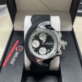 Y2K distorted asymmetrical quartz watch with black silicone strap and silver case - MILER Style / Miler Black and White