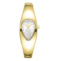 Vintage Y2K style gold teardrop bangle watch with minimalist white dial for women - Gold Case White Dial