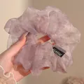 Oversized purple organza scrunchie with Classic label for Korean hair styling - Light Purple