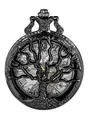 Vintage black hollow-out tree design pocket watch featuring classic Roman numerals - Hollow Style / Black Tree