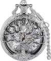 Vintage silver quartz pocket watch featuring a hollow tree design and Roman numeral dial - Hollow Style / Silver Tree