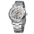 Men's Forsining automatic skeleton mechanical watch featuring a silver stainless steel strap - Steel Band Style (AL679426386979) / Silver Stainless Steel Band