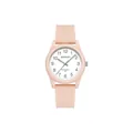 Reloj de cuarzo impermeable Sanda minimalista con correa de silicona rosa y esfera blanca - Estilo de Mujer / Sin Calendario / Rosa Sakura