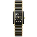 CHENXI luxury square quartz watch featuring a gold and black ceramic link bracelet for unisex wear - Female Style / CX-1042 (Female) / Two-Tone Black Dial - Women