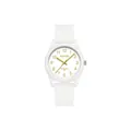 Reloj de cuarzo blanco minimalista SAMDA con manecillas luminosas y correa - Estilo de Mujer / Sin Calendario / Platino