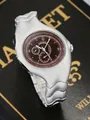 Unique Y2K retro silver asymmetrical wristwatch with a brown dial and distorted design - Coffee Brown
