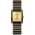 Sophisticated CHENXI rectangular watch with a luxury gold and black ceramic band - Male Style / Two-Tone Gold Dial - Men