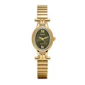 Elegant gold women's watch with oval green dial and stretchy gold-tone strap - Steel Gold Green