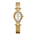 Elegant gold-tone oval quartz watch for women with minimalist Sunlifox brand dial - Gold Steel Band White Dial
