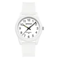 Reloj de cuarzo SAMDA blanco minimalista resistente al agua con agujas luminosas y correa - Estilo de Hombre / Sin Calendario / Blanco