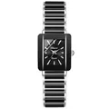 CHENXI square quartz watch for men and women with black and silver ceramic strap - Female Style / Black - Women