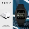 Montre numérique de sport noire TOMI avec grand écran LED et bracelet en silicone - Style T230-1 / Noir