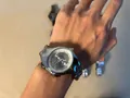 Silver Y2K vintage wristwatch with irregular distorted metal case design - Glossy Silver White