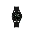 Reloj de cuarzo SANDA con correa de silicona negra y números verdes luminosos - Estilo de Mujer / Día Fecha / Negro Verde
