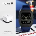 Montre numérique de sport TOMI pour homme avec bracelet en silicone bleu et boîtier noir - Style T230-2 / Bleu