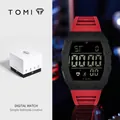 Montre numérique de sport TOMI pour hommes avec bracelet en silicone rouge et grand écran - Rouge