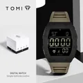 Montre de sport numérique TOMI pour hommes avec grand écran LCD et bracelet en silicone kaki - Kaki