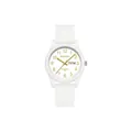 Reloj Sanda de cuarzo en silicona blanca con doble calendario y 50M resistente al agua - Estilo de Mujer / Día Fecha / Platino