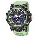 Rugged SMAEL 8008 dual-display sports watch in light green and black durable finish - Grass Green