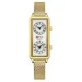 Élégante montre rectangulaire dorée pour femme à double fuseau horaire et chiffres romains. - Or (Bracelet en Maille)