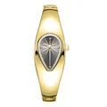 Y2K style teardrop shape gold bracelet watch with retro grey dial detail - Gold Case Black Dial