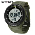 Montre de sport numérique étanche vert olive avec lunette boussole et affichage date - 6256 Vert Blanc
