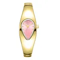 Elegant vintage Y2K gold-toned waterdrop bangle watch featuring a sunburst pink dial - Gold Case Pink Dial