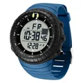Montre de sport numérique étanche avec bracelet en caoutchouc bleu et écran LED multifonction - 6256 Bleu Blanc