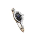 Elegante reloj de pulsera SUNLIFEX para mujer en oro rosa y plata con esfera negra - Estilo Ovalado / Negro Plateado