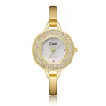 Elegante orologio da donna a bracciale dorato con lunetta decorata di strass - Stile con Zirconia Completa / Oro