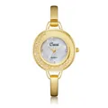 Elegante orologio a bracciale dorato da donna con quadrante in madreperla e cristalli - Stile Mezza Veretta / Oro