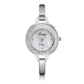 Elegante orologio rigido in argento da donna con quadrante in madreperla e cristalli - Stile Mezza Veretta / Argento