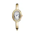 Elegante vintage goudkleurige ovale dameshorloge met Romeinse cijfers en blauwe wijzers - Steel strip gold white surface