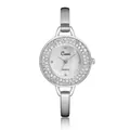 Elegante orologio a bracciale in argento da donna con lunetta in strass e quadrante in madreperla. - Stile con Zirconia Completa / Argento