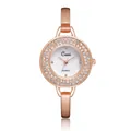 Elegante orologio da donna a cerchio rigido traforato oro rosa con lunetta di strass - Stile con Zirconia Completa / Oro rosa