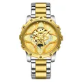 Herrenuhr mit Skelett-Blumenzifferblatt und Leuchtmarkierungen in Gold-Silber - Bi-Color Gold Zifferblatt