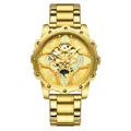 Goldene Herren-Fashion-Uhr mit einzigartigem hohlem blumenförmigem Zifferblatt und Metallband. - Gold Goldene Zifferblatt