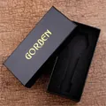 Hochwertige schwarze Taschenuhr-Geschenkbox mit goldenem Gorben-Logo Gravur-Detail - Schwarz