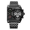 Montre Oulm pour homme surdimensionnée avec boussole et thermomètre intégrés - Noir Noir