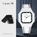 Montre carrée en silicone blanc TOMI au design Nautilus pour homme et femme - Avec Boîte Cadeau / T023-5 (Blanc)