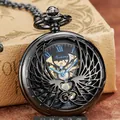 Montre à gousset mécanique squelette noir vintage avec couvercle ajouré ailes d'aigle - Style Squelette Aile d'Aigle (49) / Métal canon