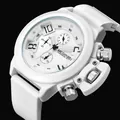 Witte multifunctionele sport horloge van Megir met siliconen band en chronograaf dial - Wit