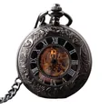Orologio da taschino meccanico nero vintage con quadrante a numeri romani - Nero (Canna di Fucile)