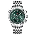 Reloj Cronógrafo de Cuarzo MINI FOCUS para Hombre con Esfera Verde y Correa de Acero - Caja Plateada Esfera Verde Correa Acero