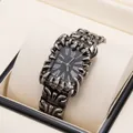 Vintage y2k gothic men's square watch with relief claw bezel and black dial face - Gunmetal Black Black Dial