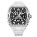 SMAEL white silicone strap men's digital analog sports watch with LED backlight - White