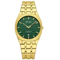 Luxury gold stainless steel men's quartz watch with an emerald green sunray dial - Gold Case Green Dial