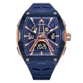 SMAEL men's multifunction sports watch in navy blue and rose gold finish with LED display - Dark Blue