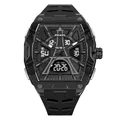 SMAEL men's sport watch with LED light, multifunctional dial, and black silicone strap - Black
