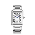 SANDA silver square quartz watch with roman numerals and luxury stainless steel strap - Model 1108 / Silver Steel Band (Medium)